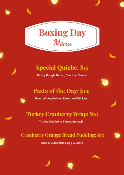 Boxing Day Menu 的图像结果