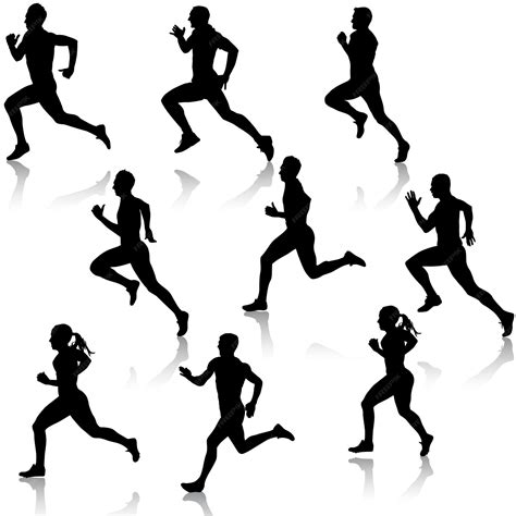 Premium Vector | Set running silhouettes vector illustration