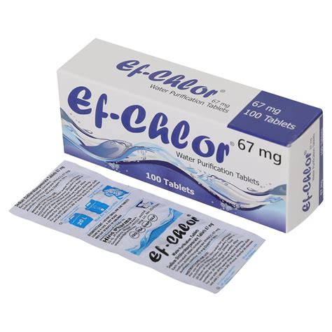 Ef-Chlor 67 mg Water Purification Tablets - Pack of 100 Tablets / 1 ...