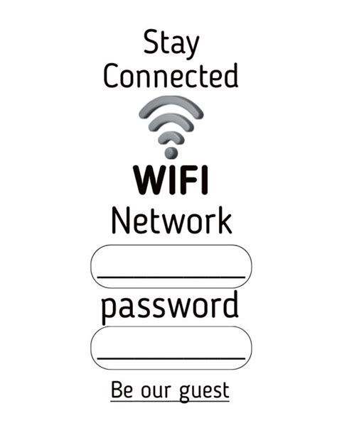 Fillable Wifi Password Sign, Printable Wifi Sign, Guest Room Printable ...