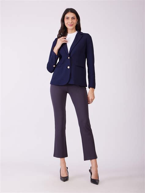 Buy Navy Blue LivIn Single Breasted Blazer Online | FableStreet