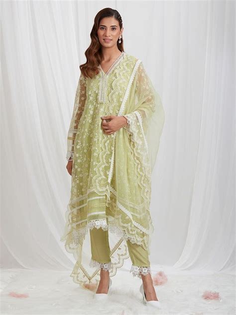 Cotton and chanderi suit sets to buy online from The Loom