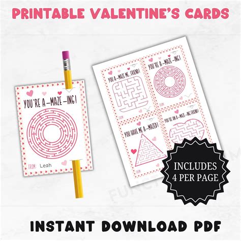Pencil Valentine's Mazes | Printable Valentines Cards | Classroom ...