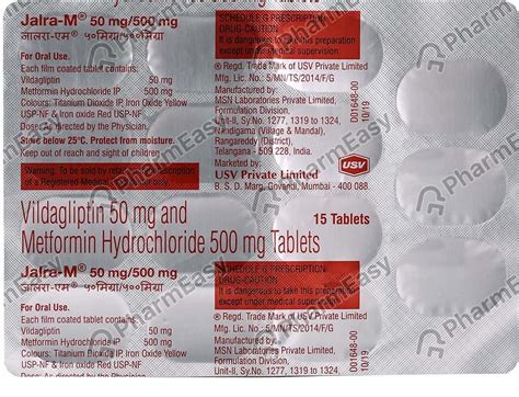 Jalra M 50/500mg Strip Of 15 Tablets: Uses, Side Effects, Price ...