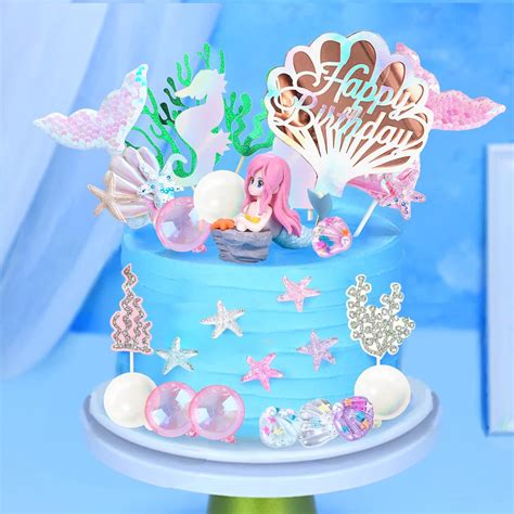 38 Pcs Mermaid Cake Toppers with Little Mermaid Tail | Ubuy India