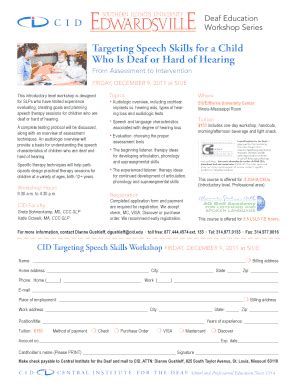 Fillable Online siue Targeting Speech Skills for a Child Who Is Deaf or ...