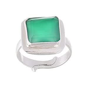 Shiv Ram Jyotish Kendra Green Onyx Stone Sterling Silver Adjustable ...