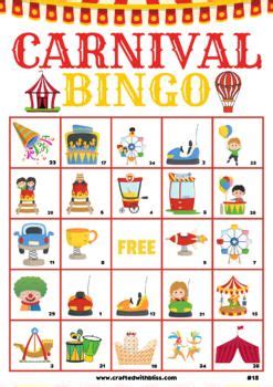Carnival Bingo For Kids, Carnival Bingo Birthday Party, Carnival Games ...
