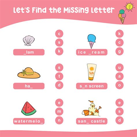 Missing letters worksheet. Complete the letters in English. Kids ...