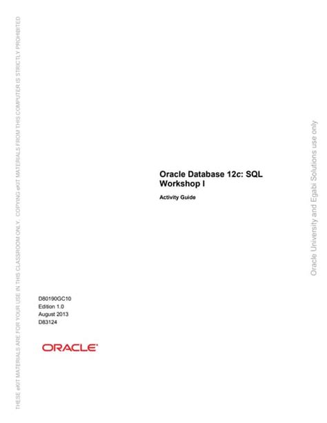 Image result for Oracle 12C SQL Student Guide D8