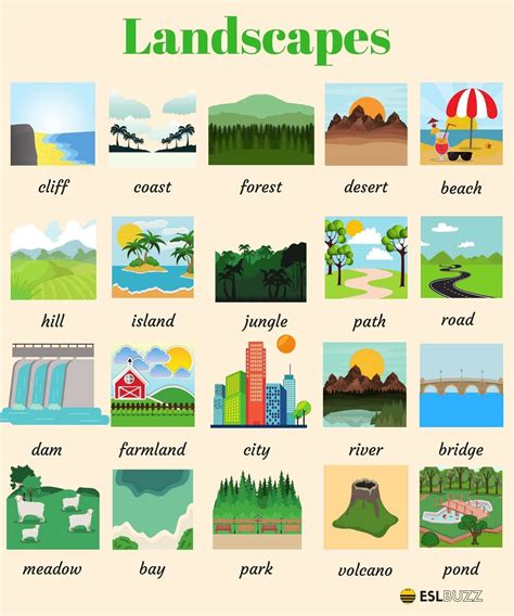 Landscapes Vocabulary | English vocabulary, Vocabulary, English ...
