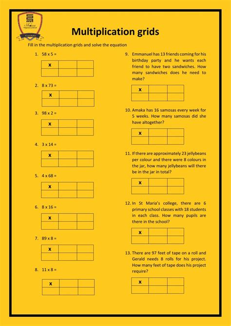 Multiplication Using Grid Method Worksheets - Printable Worksheets