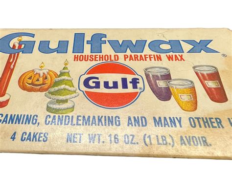 Vintage Gulf Gas & Oil Gulfwax Household Paraffin Wax IN ORIGINAL BOX ...