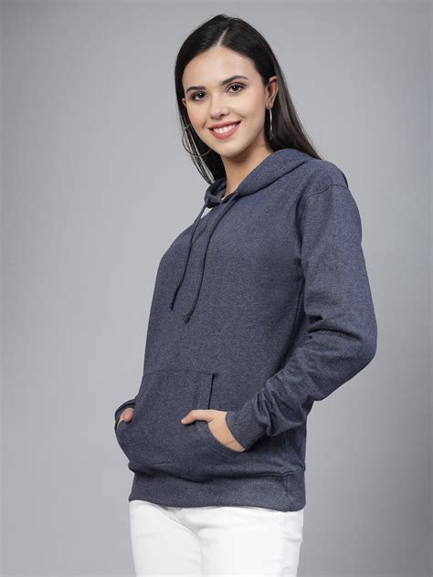 Style Quotient women navy blue hooded oversized sweatshirt – StyleQuotient