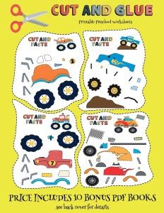 Printable Preschool Worksheets (Cut and Glue - Monster Trucks): Buy ...