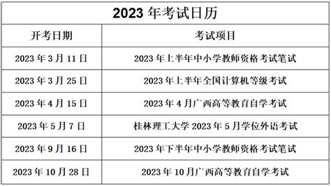 2023年考试日历-桂林理工大学继续教育学院
