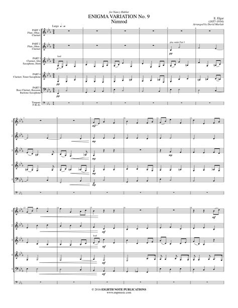 Enigma Variation No. 9 (Nimrod) for Interchangeable Woodwind Ensemble ...