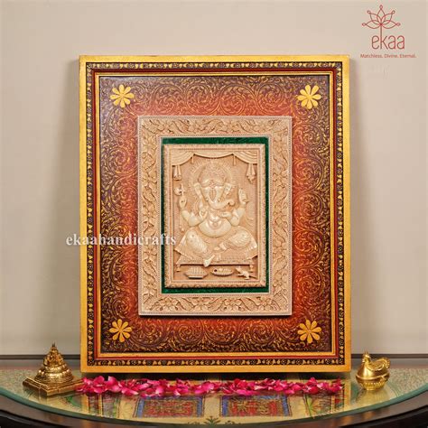 Lord Ganesha Wall Hanging with Hand Painted Pichwai Frame – Ekaa ...