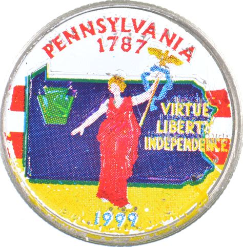 Custom - COLORIZED - 1999-D Pennsylvania State Quarter - High ...