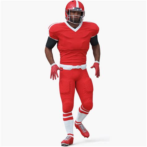 3D Red Uniform Black Man Football Player Rigged for Maya model | 3D ...