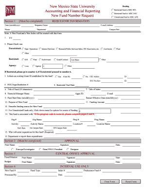 New Fund Number Request Form - Blank Fillable Template | Fill Out ...