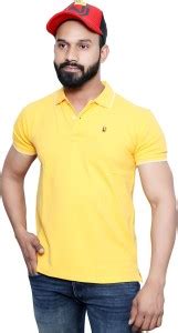 BASICS7 Solid Men Polo Neck Yellow T-Shirt - Buy BASICS7 Solid Men Polo ...