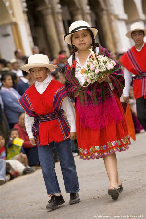 Boy and girl in folklore troupe during annual parade and festival to ...