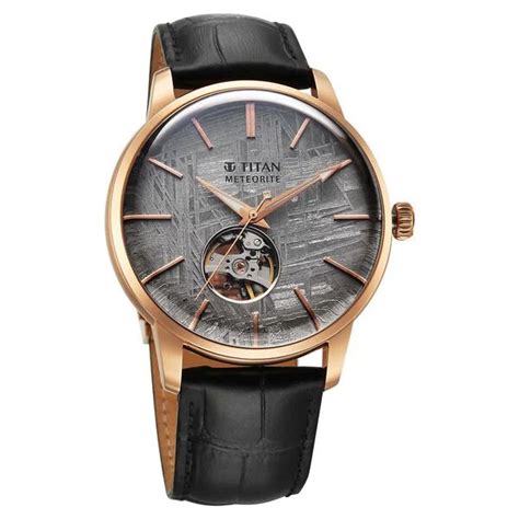 90110WL05 Titan | Stellar Automatic Grey Dial Leather Strap Watch (Men ...