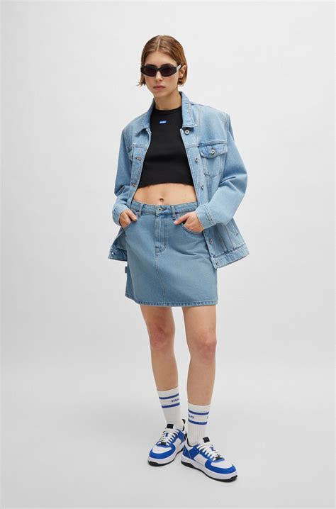 HUGO - Blue mini skirt in rigid denim - Light Blue