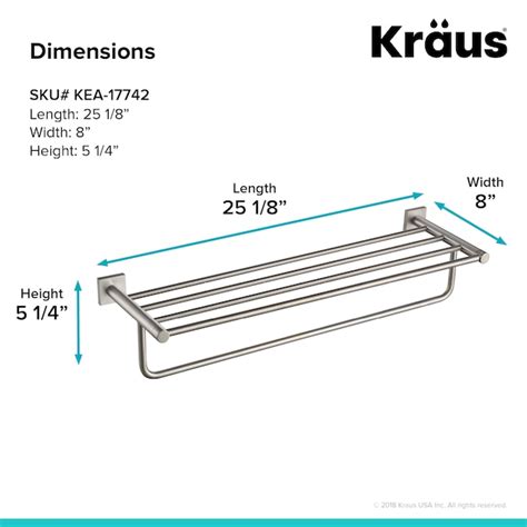 Kraus Ventus Brushed Nickel Wall Mount Towel Rack 4.8-in x 25.38-in x 8 ...