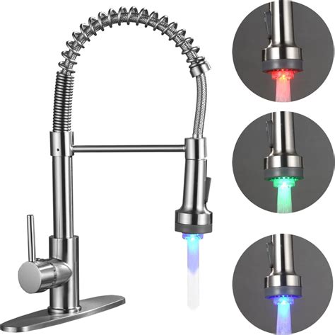 LEMYEF Kitchen Sink Faucet, Pull Down Spring Single Handle Stainless ...