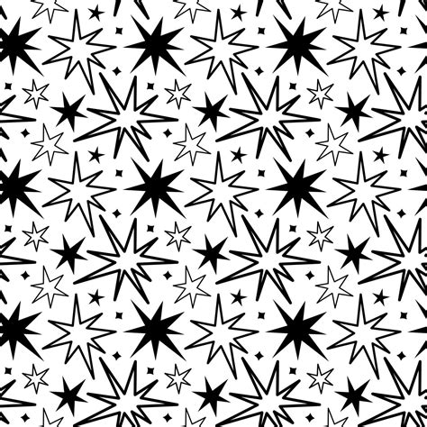 vector seamless pattern of black and white stars. print for fabric ...