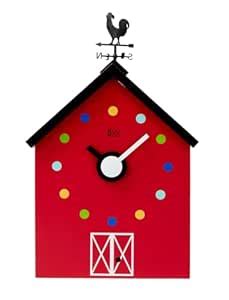 KOOKOO RedBarn (Large) Farmhouse Clock with 12 Animal Voices, a Rooster ...