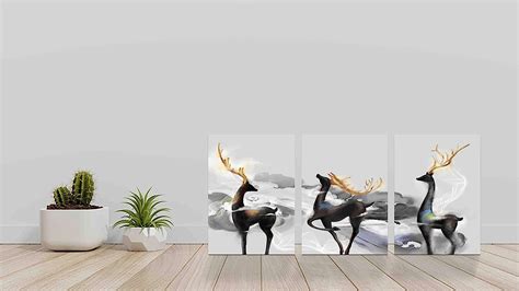 SAF Animal Designer Set of 3 UV Textured Painting (12 X 27 Inches,11016 ...