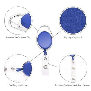 GLUN® Oval Round Reel ID Card Holder, ID Badge Reel Clip On Card ...