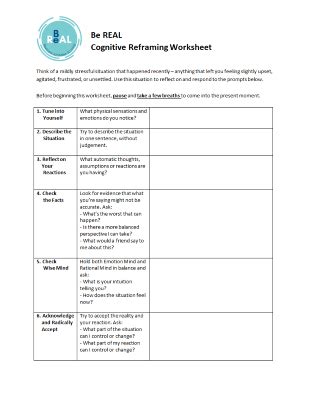 Image result for Cognitive Reframing Worksheet