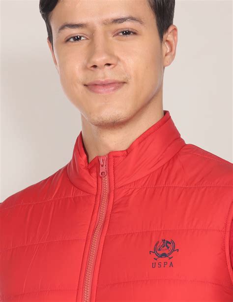 Men Red High Neck Sleeveless Solid Padded Jacket – U.S. Polo Assn. India