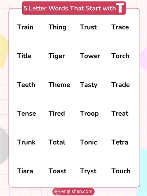 145 Five Letter Words Starting With T | Complete List