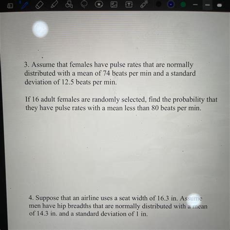 Assume that females have pulse rates that are normally distributed with ...