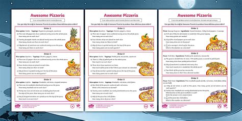 KS2 Awesome Pizzeria Fractions, Decimals and Percentages Differentiated ...
