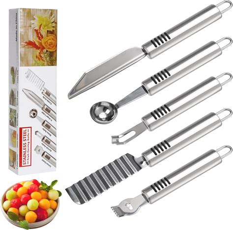 Amazon.com: BURLIHOME Stainless Steel Fruit Carving Knife Set, 6 Pack ...