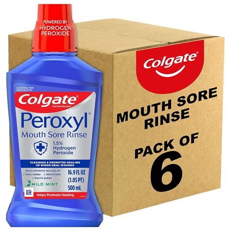 Colgate Peroxyl Antiseptic Mouthwash And Mouth Sore Rinse, 1.5% Hydrogen Peroxide, Mild Mint ...
