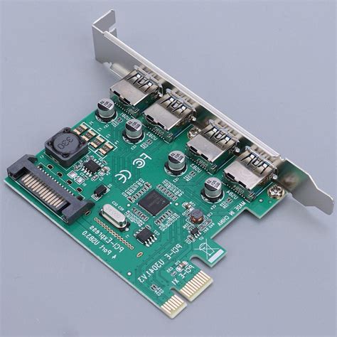 PCI-E Express to 4-Port USB 3.0 Hub Card Expansion Adapter for Desktop ...