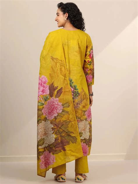 Buy Mustard Printed Cotton Straight Suit Set With Dupatta Online at Rs ...