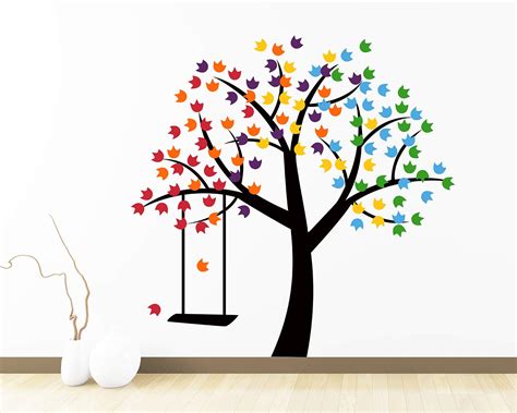 Wallstick" Colourful Tree" wallstickers (Vinyl 80 cm x 80 cm) : Amazon ...