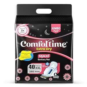 Buy Comfortime Night Sanitary Pads|Pack of 40 Pads|XXL| Faster ...