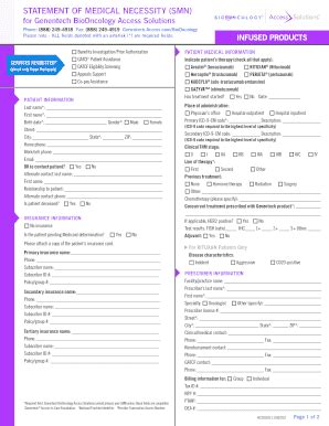 Fillable Online STATEMENT OF MEDICAL NECESSITY (SMN) for Genentech ...