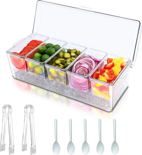 Amazon.com: FHJP Ice Chilled Condiment Caddy with 5 Containers ...