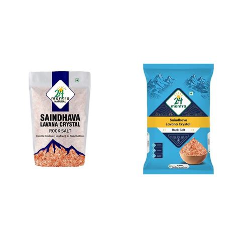 24 Mantra Natural Saindhava Lavana Crystal Rock Salt, 1 Kg & 24 Mantra ...