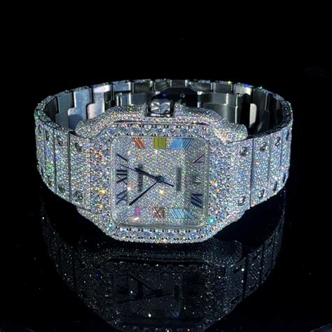 Fully Iced Out Moissanite Diamond Watch Steel Body Glossy Watch ...
